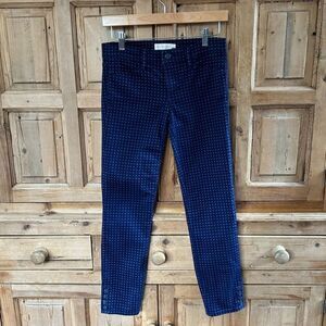 Tory Burch 25 Navy‎ Blue Red Skinny Pants Jeans Printed Dotted